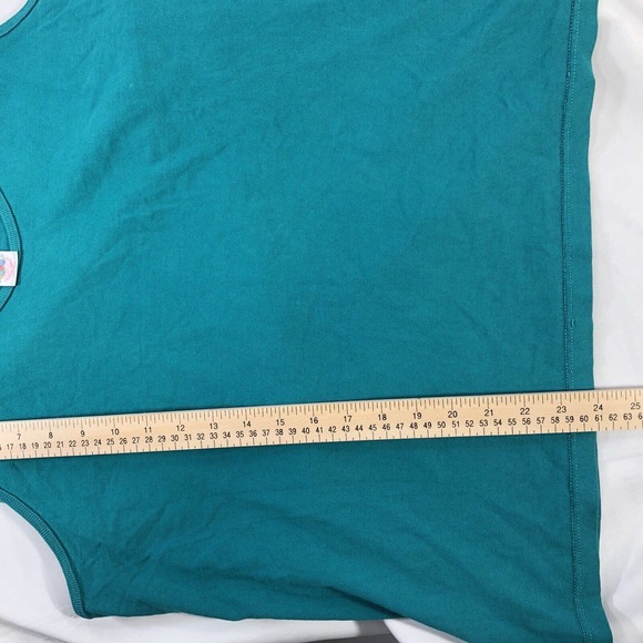 VTG 90’s Fruit Of The Loom Casual Wear Turquoise Womens Tank Top XL USA Made - Picture 10 of 10